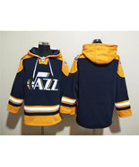 Men&#39;s Utah Jazz Blank Navy Yellow Lace-Up Pullover Hoodie - €64,81 EUR