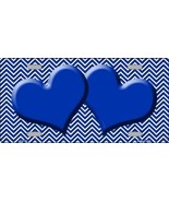 Blue White Chevron Blue Center Hearts Metal Novelty License Plate LP-2726 - €16,17 EUR