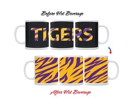 Color Changing! Purple &amp; Gold Tiger Stripes ThermoH Exray Ceramic Coffee Mug - £10.21 GBP