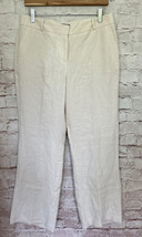 Talbots Signature Pants Women&#39;s 8P 32x29 Cream Linen Straight Leg Lined NEW - £51.40 GBP