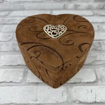 Brighton Brown Faux Suede Heart Shaped Jewelry Gift Box Silver Heart No ... - $14.69
