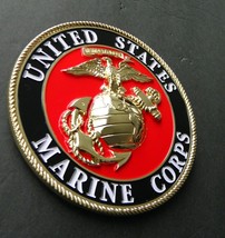 USMC MARINES MARINE CORPS EMBLEM LARGE METAL ENAMEL MOUNTABLE MEDALLION ... - $19.55