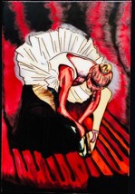 Degas Influence Impressionism Glazed Art Deco Style Ballerina Red Majoli... - $148.00