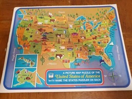 A Picture Map Puzzle of the United States of America 1968 Vintage Western Pub - $7.66