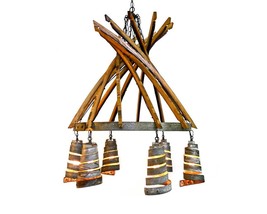 Barrel Ring &amp; Stave Chandelier - Fascino - Made from retired CA wine barrels - £1,100.49 GBP