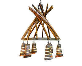 Barrel Ring &amp; Stave Chandelier - Fascino - Made from retired CA wine barrels - £1,080.39 GBP