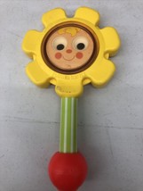 Vintage 1973 Fisher Price Yellow Flower Rattle Baby Toy Faded Mirror USED - £7.86 GBP