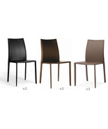 2 Black Brown Or Taupe Leather Dining Accent Office Chairs Modern Designer - $349.89