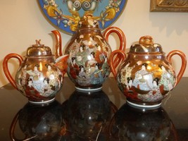Antique Japanese Kutani Porcelain GEISHAS Tea Set Signed &quot;Dai Nippon Nakamura&quot; - £391.49 GBP