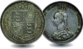 Queen Victoria 1887 Shilling Silver Coin Jubilee - $28.95