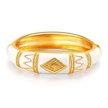 White Enamel &amp; 18K Gold-Plated Rhombus Bangle - £13.58 GBP