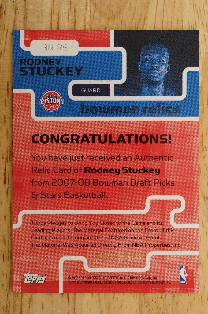 2007-08 NBA Bowman Draft Picks & Stars Relics Dual 104/199 Rodney Stuckey BR-RS Item image 2