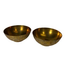 2 Vintage Bronze Bowls Made in India Etched 4” Diameter - £10.76 GBP