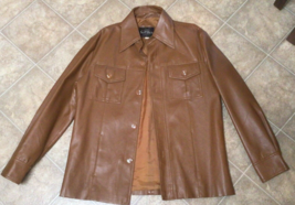 Vintage Scott Davis 1970s Faux Leather Large Jacket Buttons Pockets ~868A - £56.92 GBP