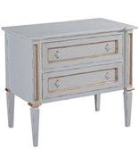 Nightstand Selena White Gold Wood Old World Distressing Tapered Legs 2-D... - £1,053.65 GBP