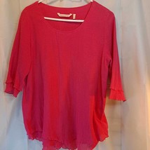 Soft Surroundings Women&#39;s Siesta Tunic Top Pink Textured 3/4 Sleeve Scoo... - $527.50 MXN