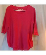 Soft Surroundings Women&#39;s Siesta Tunic Top Pink Textured 3/4 Sleeve Scoo... - $38.11 CAD