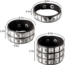 New Unique 1/2/3 Row Cuspidal Spikes Rivet Stud Wide Cuff Leather Punk G... - £12.91 GBP