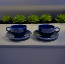 Pagnossin Italy Cobalt Blue Demitasse Espresso Teacup Cups Saucers Set Of 2 - $65.44