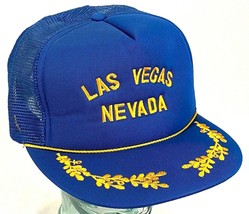 Las Vegas Nevada Hat-Mesh-Rope Bill-Embroidered-Snapback-Leaf Bill-Vintage - £22.15 GBP
