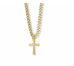 14K Gold Over Sterling Silver Flared Cross Necklace &amp; Chain - £47.84 GBP