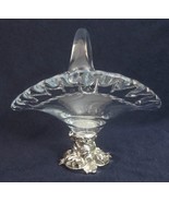 MURANO Crystal Basket on Silver Base Clear Art Glass Bowl Ruffled Edges ... - $39.55