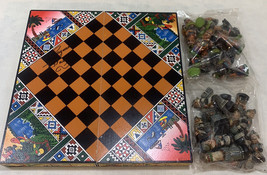 Porcelain Handmade Chess Set Wooden Board-Island v. Civilization SIGNED ... - £39.22 GBP