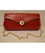 Roberta Di Camerino Red Smooth Leather Shoulder Bag Clutch Purse Chain S... - £78.21 GBP