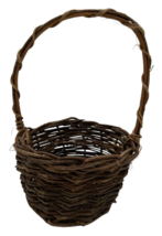 Vtg Rustic Twig And Twine Woven Basket With Handle Imperfect Hand Made - $9.97