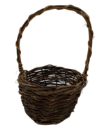 Vtg Rustic Twig And Twine Woven Basket With Handle Imperfect Hand Made - £7.88 GBP