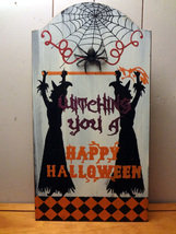 Halloween &quot;Witching You a Happy Halloween&quot; Wood Sign - £9.12 GBP