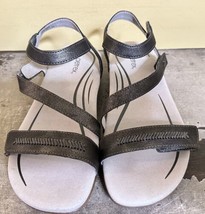 Aetrex Gabby Womens Pewter Grey Adjustable Quarter Strap Sandals Sze 8.5 - $42.42