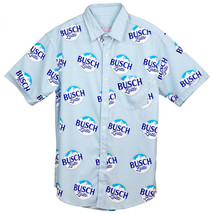 Busch Latte All Over Print Button Down Hawaiian Shirt Blue - £45.79 GBP+