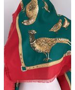 Vintage Large Square Scarf Shawl 46” Pheasant Hunt Reins Equestrian - $34.86 CAD