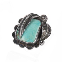 sz7.5 Large Vintage Native American silver and turquoise feather ring - £100.38 GBP