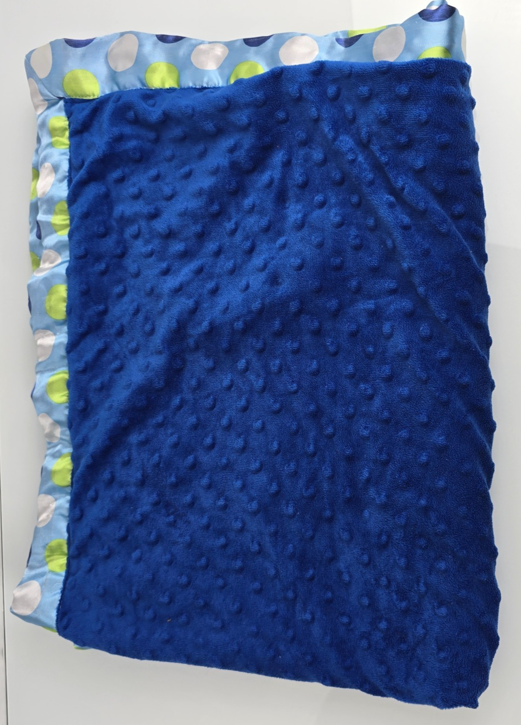 A.D. Sutton Sons Blanket Soft Minky Polka Dot Satin Trim Blue Baby Essen... - $79.19