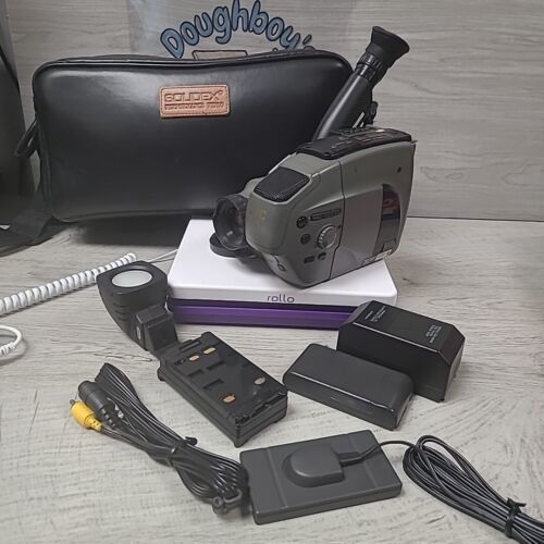 JVC VHS-C Camcorder GR-AX25 Accessories Bag Batteries & More Untested For Parts  - $30.00