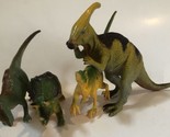 Vintage Dinosaurs Lot Of 4 Toys Plastic Green Yellow T6 - £12.44 GBP