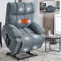 Grey Dual Motor Lift Recliner Chair w/ Massage, Heat, Cupholders - $589.99
