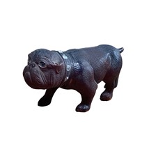 Vintage Bulldog Figurine - Brown Plastic Dog Statue - 2.5 Inches Tall - £10.18 GBP