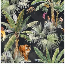 Haokhome 93163 Modern Peel And Stick Wallpaper Tropical Palms And Jungle Animal - $36.99