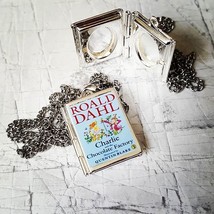Handmade CHARLIE &amp; THE CHOCOLATE FACTORY Book Locket NECKLACE roald dahl... - $14.14 CAD