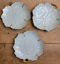 Vintage 1950s Nasco China Leaf Dish Tea Bag Trinket Gold Gilding 6" Hand... - $39.45