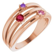 Authenticity Guarantee 
14k Rose Gold Multi Gemstone Negative Space Ring - £988.83 GBP+
