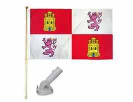 5&#39; Wooden Flag Pole Kit W/Nylon White Bracket 3x5 Castile &amp; Leon Polyester Flag - £19.61 GBP
