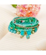 Stackable Bead Bracelets Ladies Stretch Multilayer Bracelet Set Turquois... - $13.72