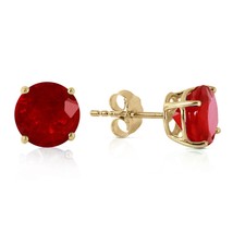 SIMPLE ELEGANT 14k Solid Yellow Gold Ruby Stud Earrings 3.5 ct s Ruby (yellow-go - £257.65 GBP