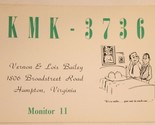 Vintage CB Ham radio Card KMK 3736 Hampton Virginia - £3.93 GBP