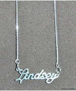 925 Sterling Silver Name Necklace - Name Plate - LINDSEY 17.5&quot; Chain w/P... - £47.19 GBP