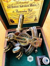 Antique Working Vintage Nautical German Marine Brass Sextant With Wooden Box - £74.79 GBP